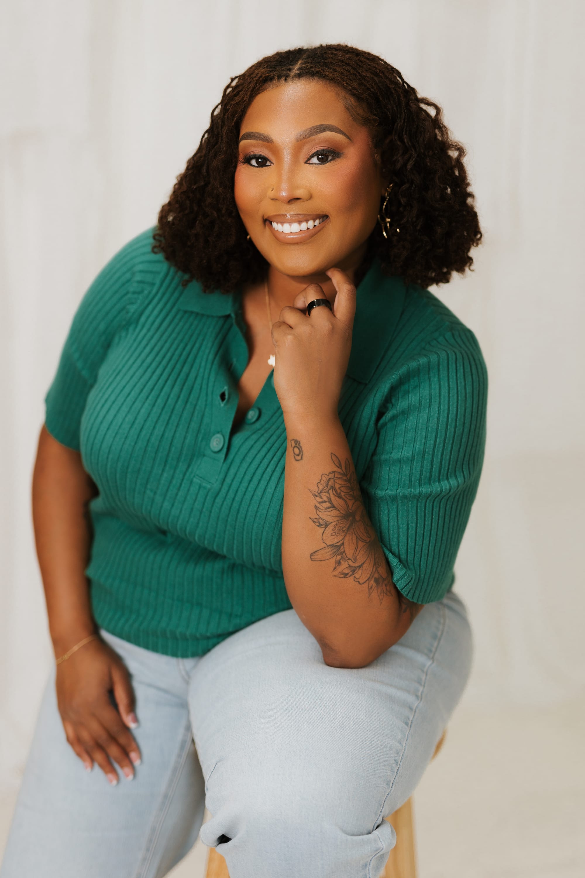 Jalonni Weaver, LinkedIn creator, in a personal branding studio portrait